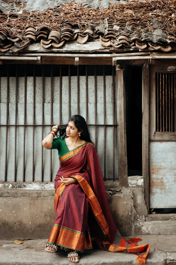 Magenta_Checks_Narayanpet_Pure_Cotton_Saree
