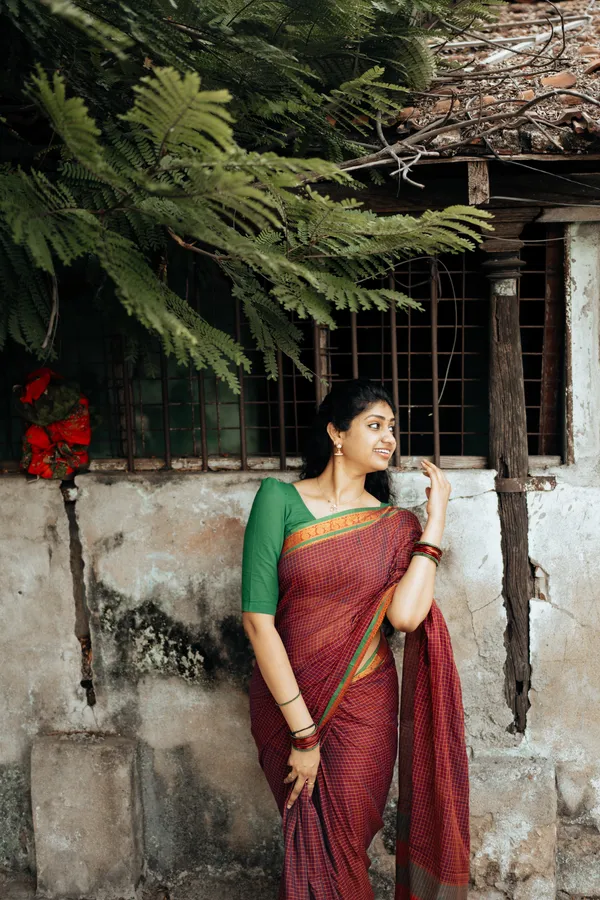 Magenta_Checks_Narayanpet_Pure_Cotton_Saree