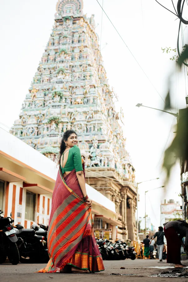 Magenta_Checks_Narayanpet_Pure_Cotton_Saree