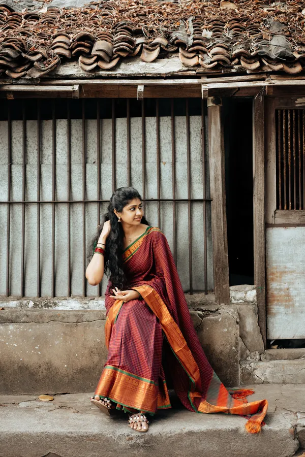 Magenta_Checks_Narayanpet_Pure_Cotton_Saree