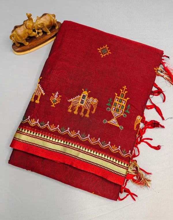 Maroon_Kasuti_Embroidered_Narayanapet_Pure_Cotton_saree
