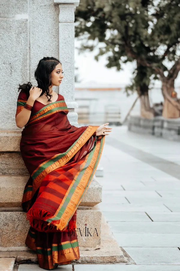 Maroon_Peacock_Narayanpet_Pure_cotton_saree