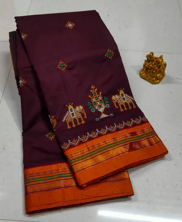 Maroon_ilkal__Kasuti_Work_Acrylic_Cotton_saree