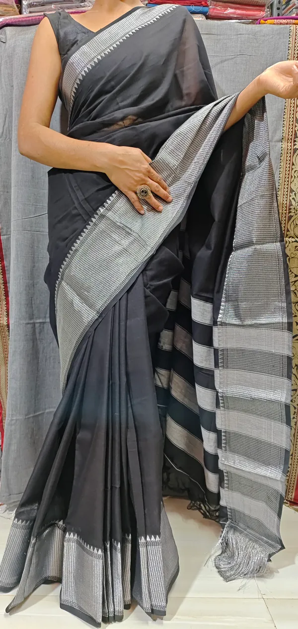 Black_Sahitya_Silver_Jari_Narayanpet_Pure_cotton_saree