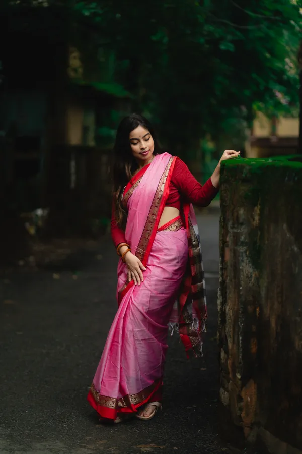 Pinkish_Grey_Elephant_Border_Narayanpeth_Pure_cotton_saree_with_Running_blouse_piece_(Same_as_saree)