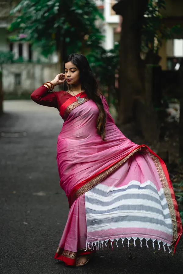 Pinkish_Grey_Elephant_Border_Narayanpeth_Pure_cotton_saree_with_Running_blouse_piece_(Same_as_saree)