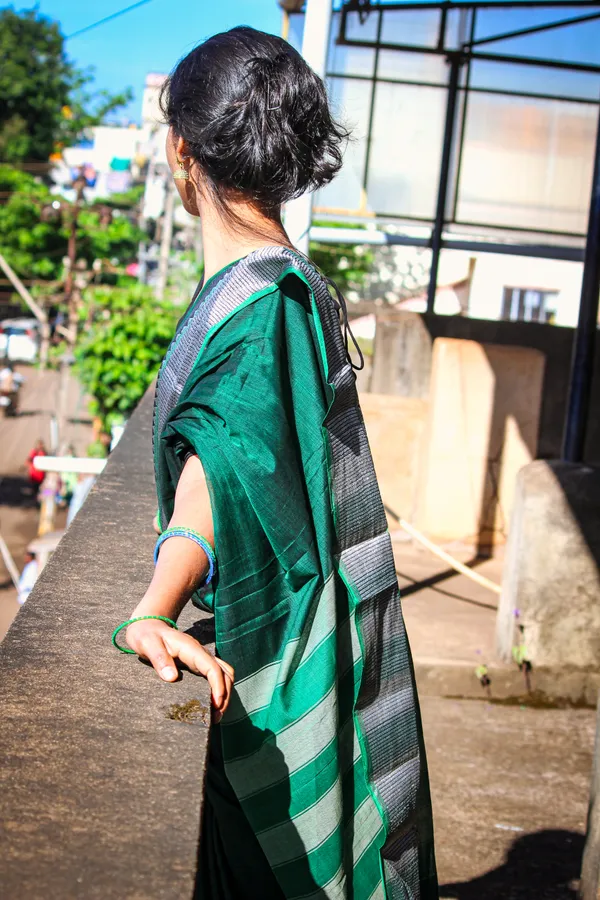 Sahitya_Bottle_green_Narayanpet_Pure_Cotton_saree
