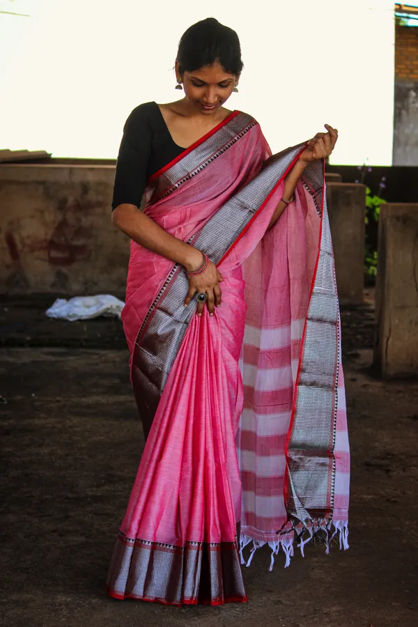 Sahitya_BABY_PINK_Narayanpet_Pure_Cotton_saree_with_Running_blouse_piece