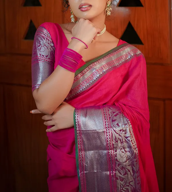 Tanvi_rani_Pink_Narayanpet_Soft_Cotton_saree