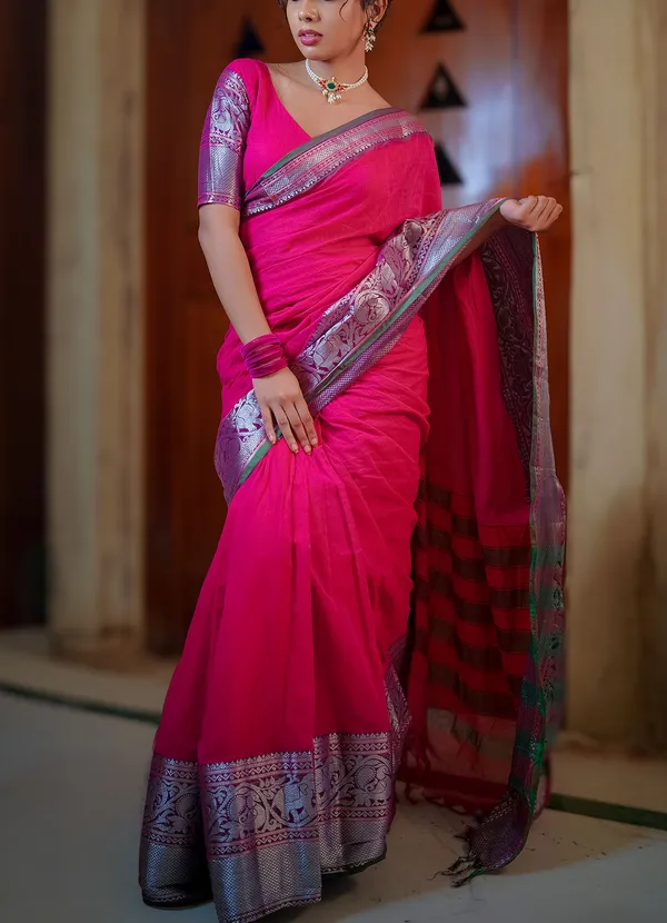 Tanvi_rani_Pink_Narayanpet_Soft_Cotton_saree