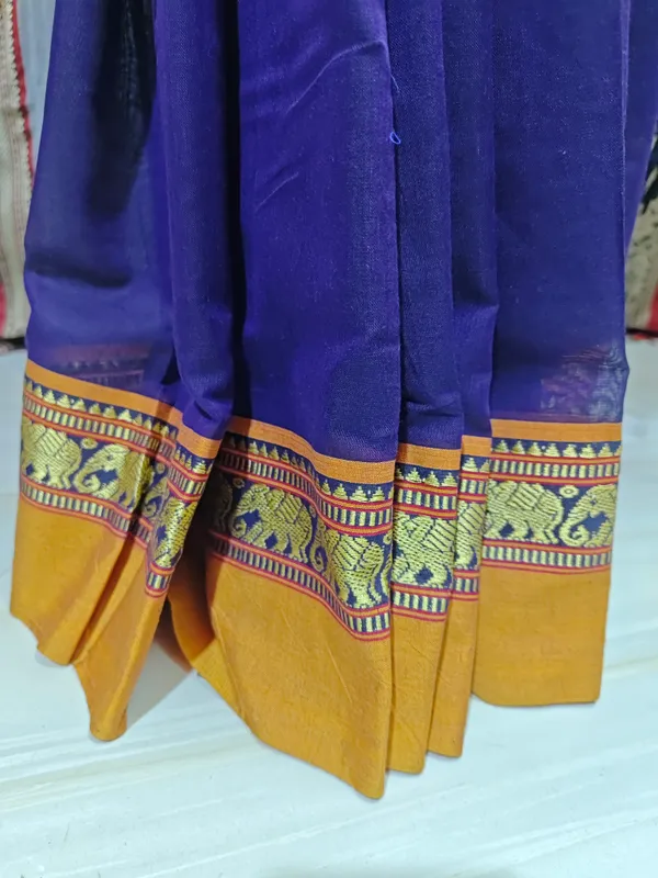 Voilet_Elephant_Border_Narayanpet_Pure_cotton_saree
