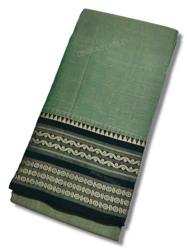 Pista_Orissa_Border_Narayanpet_Pure_Handloom_Cotton_Sarees_with_Running_blouse_piece