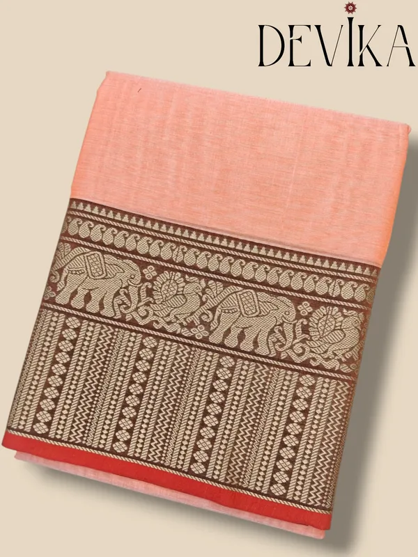 Gopika_Peach_Narayanpet_Pure_cotton_saree