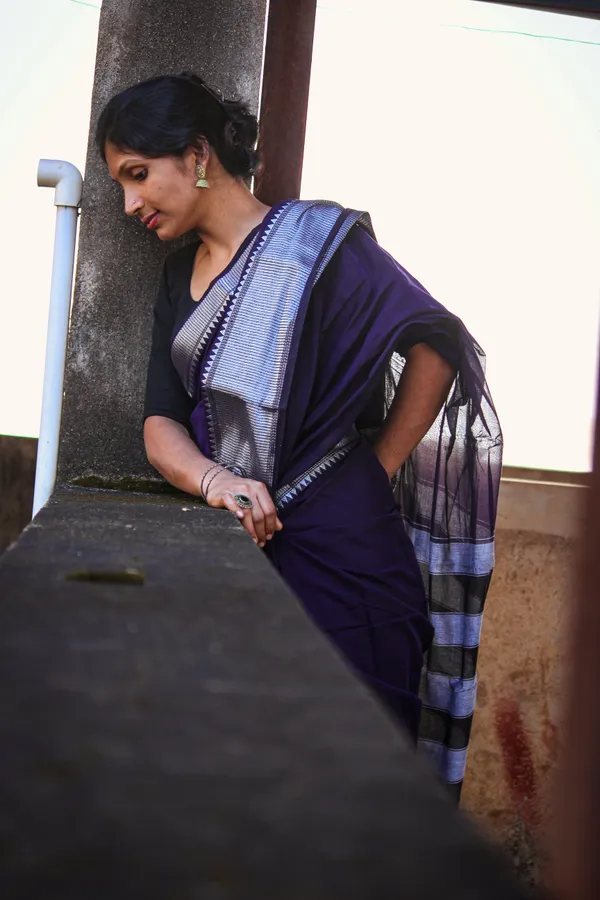 Voilet_Sahitya_Silver_Jari_Border_Narayanpet_Pure_Cotton_saree_with_Running_blouse_piece