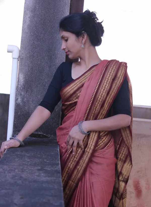 Orissa_BrickRed_Naryan_Pet_Pure_Cotton_Saree