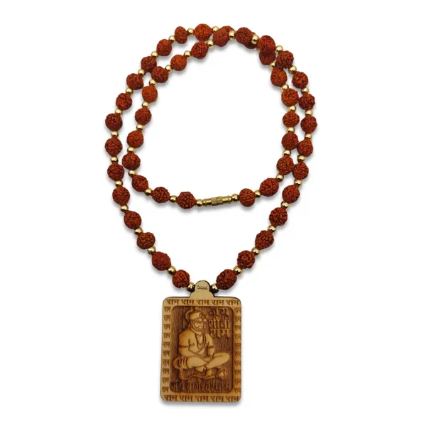 Wooden_Carving_Hanuman_Ji_Pendant_with_Panchmukhi_Rudraksha_Mala_(Hanu.M.rudr.G)