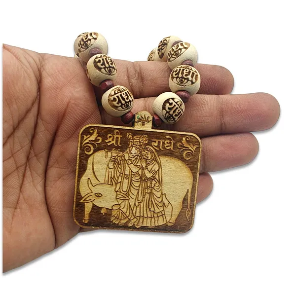 Wooden_Carving_Radha_Krishna_cow_pendant_with_Radha_Carving_Beads_Mala_(RKcow.radha.G)