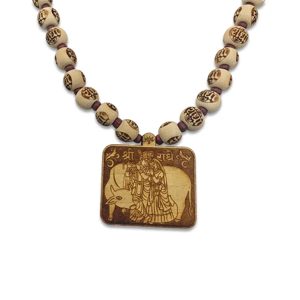 Wooden_Carving_Radha_Krishna_cow_pendant_with_Radha_Carving_Beads_Mala_(RKcow.radha.G)