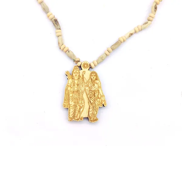 Wooden_Carving_Sita_Ram_ji_Pendant_with_Tulsi_kanthi_Mala_(Sitaram.V1.T1)