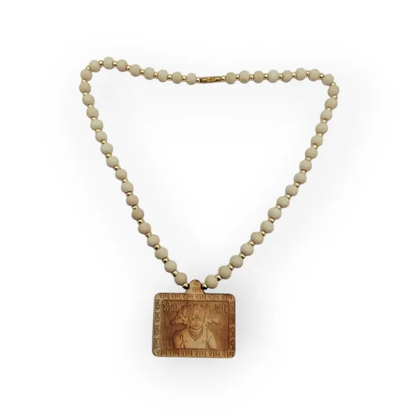 Wooden_Carving_Five_Face_Hanuman_pendant_with_White_Beads_Mala_(5F.H.WW)