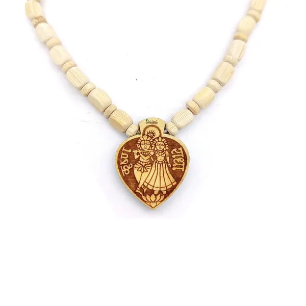 Wooden_Carving_Radha_Krishna_Pendant_with_Tulsi_kanthi_Mala_(RK.HRT.W1)