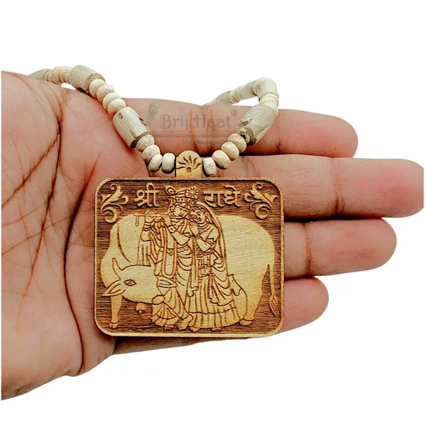 Wooden_Carving_Radha_Krishna_Pendant_with_Tulsi_kanthi_Mala_(Rkcow.T2)