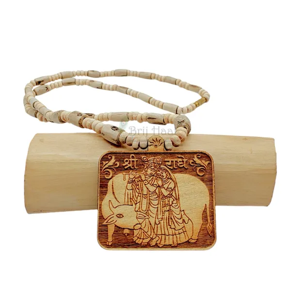 Wooden_Carving_Radha_Krishna_Pendant_with_Tulsi_kanthi_Mala_(Rkcow.T2)
