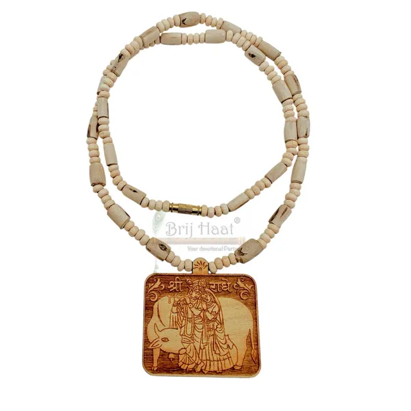 Wooden_Carving_Radha_Krishna_Pendant_with_Tulsi_kanthi_Mala_(Rkcow.T2)
