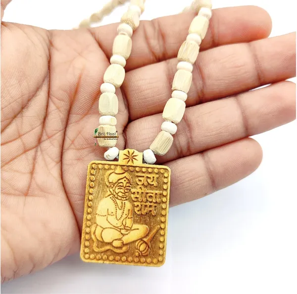 Wooden_Carving_Hanuman_ji_Pendant_with_Tulsi_Kanthi_Mala_(Hanu.S.W1)