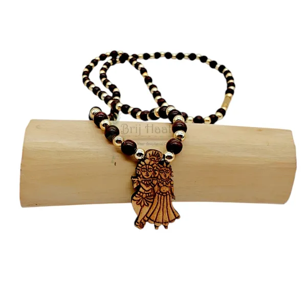 Wooden_Carving_Radha_Krishna_pendant_with_Lal_Chandan_chain_(RK.V1.Lal.Chn)