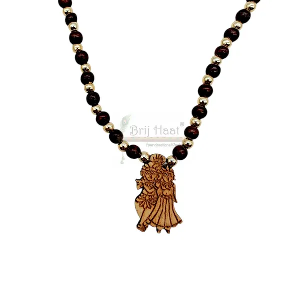 Wooden_Carving_Radha_Krishna_pendant_with_Lal_Chandan_chain_(RK.V1.Lal.Chn)