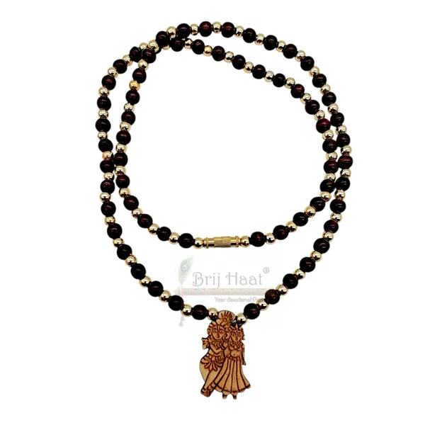Wooden_Carving_Radha_Krishna_pendant_with_Lal_Chandan_chain_(RK.V1.Lal.Chn)
