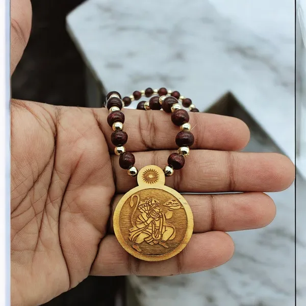 Wooden_Carving_Hanuman_ji_Round_Handmade_Locket_with_Lal_Chandan_Mala_(_Hanu.R_)