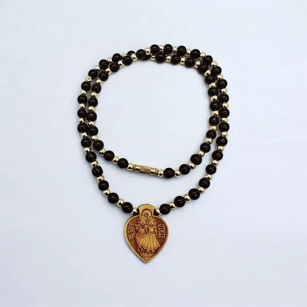Wooden_Carving_Radha_Krishna_pendant_with_Black_crystal_chain_(H.HRT.Bcry)