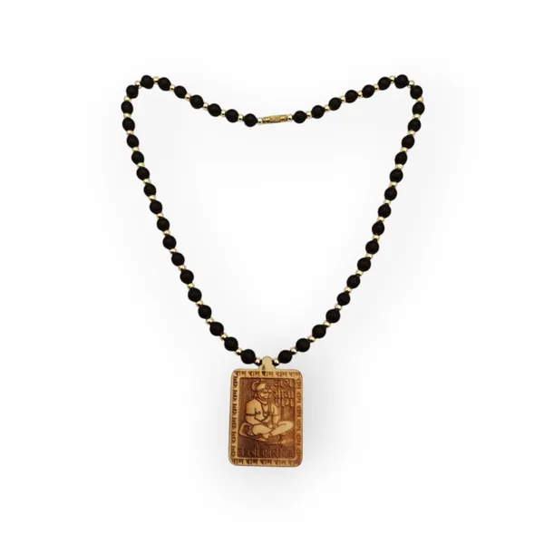 Wooden_Carving_Hanuman_Ji_pendant_with_Black_crystal_chain_(Hanu.M.Bcry)