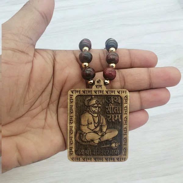 Wooden_Carving_Shree_Bageshwar_Dham_Balaji_Hanuman_Ji,_Handmade_with_Lal_Chandan_Mala_(_Hanu.L_)