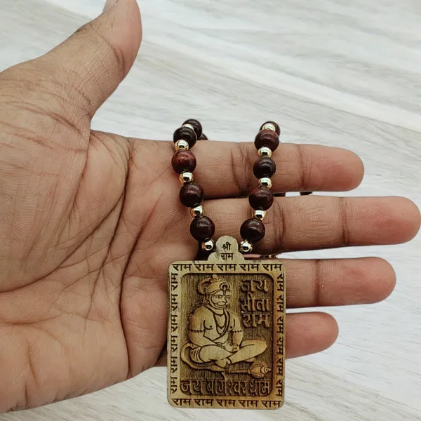 Wooden_Carving_Shree_Bageshwar_Dham_Balaji_Hanuman_Ji,_Handmade_with_lal_Chandan_Mala_(_Hanu.M_)