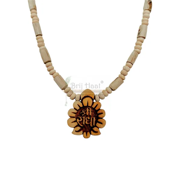 Wooden_Carving_Shree_Radha_Pendant_with_Tulsi_kanthi_Mala_(Sradha.T2)