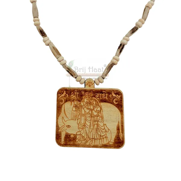 Wooden_Carving_Radha_Krishna_Pendant_with_Tulsi_kanthi_Mala_(Rkcow.T1)