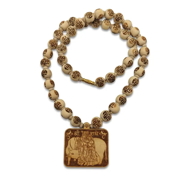 Wooden_Carving_Radha_Krishna_cow_pendant_with_Radha_Carving_and_tulsi_Beads_Mala_(Rkcow.radha.T)