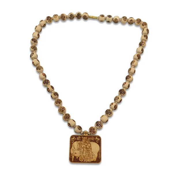 Wooden_Carving_Radha_Krishna_cow_pendant_with_Radha_Carving_and_tulsi_Beads_Mala_(Rkcow.radha.T)