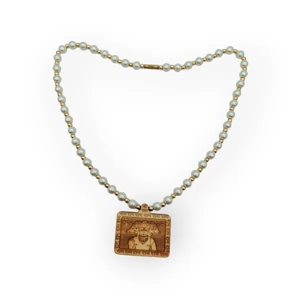 Wooden_Carving_Five_Face_Hanuman_Pendant_with_White_Pearl_mala_(5F.H.Wcry)