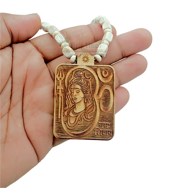 Wooden_Carving_Shiv_Om_Mahakaal_Pendant_with_Tulsi_kanthi_Mala_(Shivom.W1)