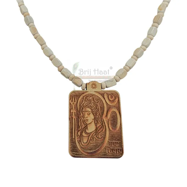 Wooden_Carving_Shiv_Om_Mahakaal_Pendant_with_Tulsi_kanthi_Mala_(Shivom.W1)
