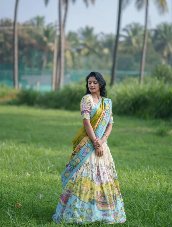 Multicolor_Elegant_Kalamkari_Printed_Lehenga_Choli_with_Hand_Embroidery_Fully_Stitched