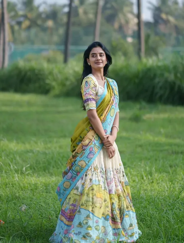 Multicolor_Elegant_Kalamkari_Printed_Lehenga_Choli_with_Hand_Embroidery_Fully_Stitched