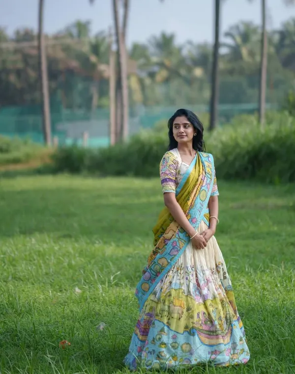 Multicolor_Elegant_Kalamkari_Printed_Lehenga_Choli_with_Hand_Embroidery_Fully_Stitched