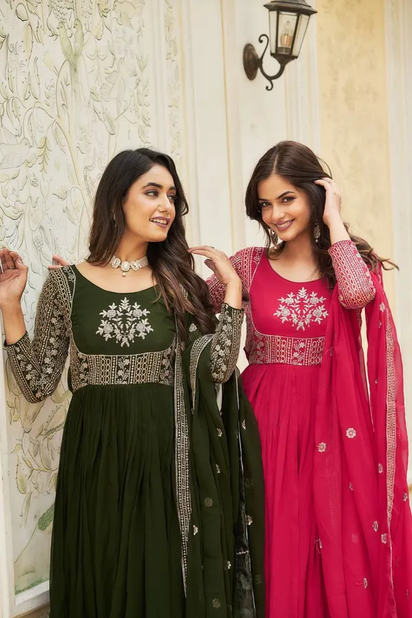 Green_Faux_Georgette_Gown_&_Dupatta_Set_With_Heavy_Sequin_&_Embroidery_Work
