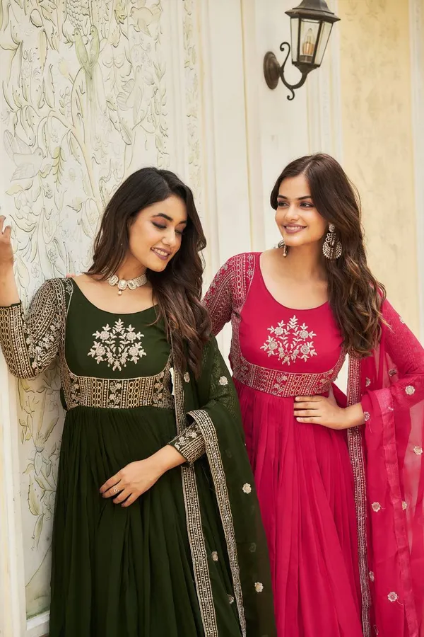 Green_Faux_Georgette_Gown_&_Dupatta_Set_With_Heavy_Sequin_&_Embroidery_Work