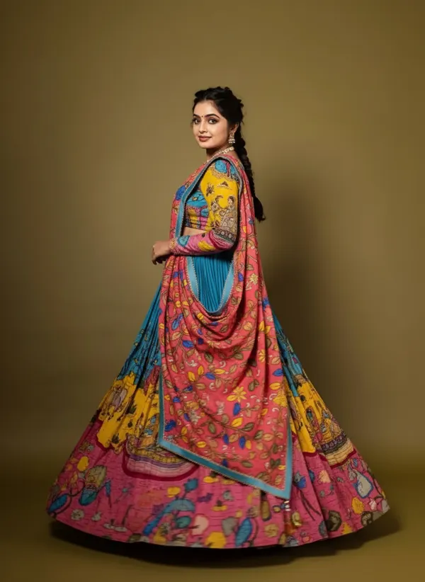 Kalamkari_Print_With_Hand_Work_Bloom_Fully_Stitched_Printed_Lehenga_Choli